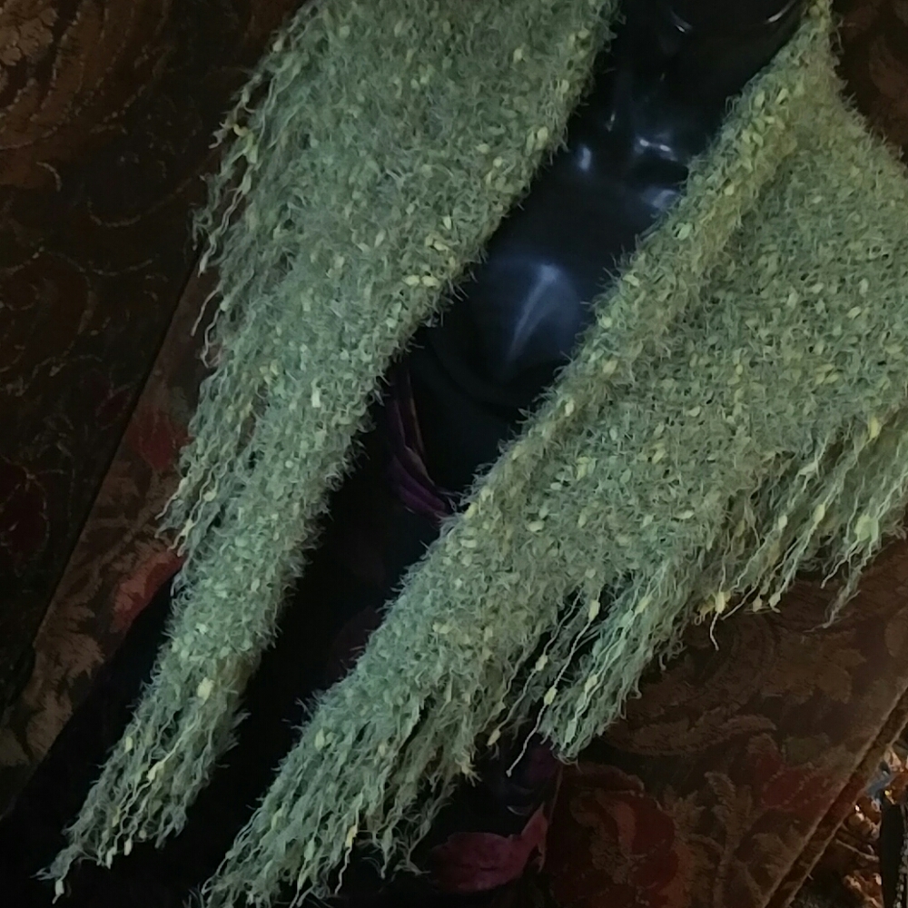 Fringe art bespoke lemon lime fringed shawl